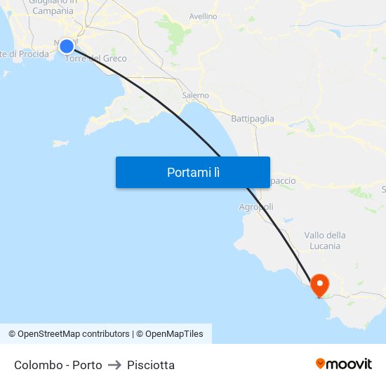 Colombo - Porto to Pisciotta map