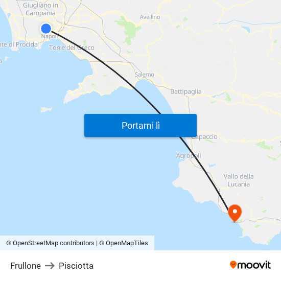 Frullone to Pisciotta map