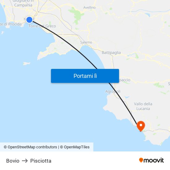 Bovio to Pisciotta map