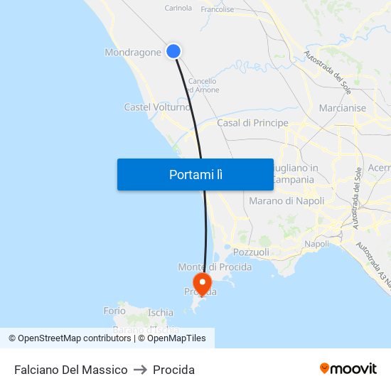 Falciano Del Massico to Procida map