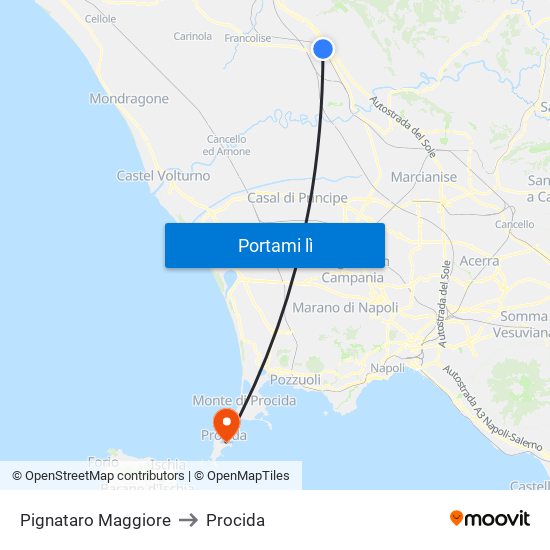 Pignataro Maggiore to Procida map