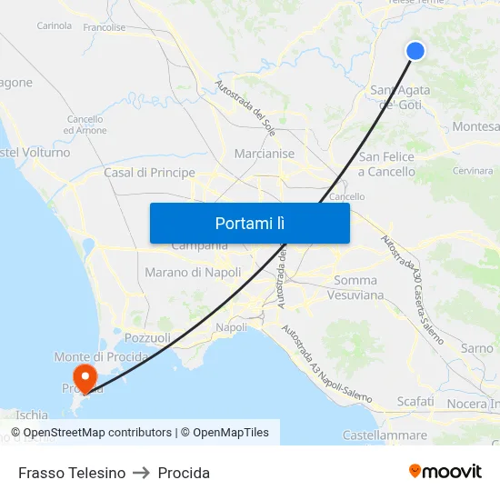 Frasso Telesino to Procida map