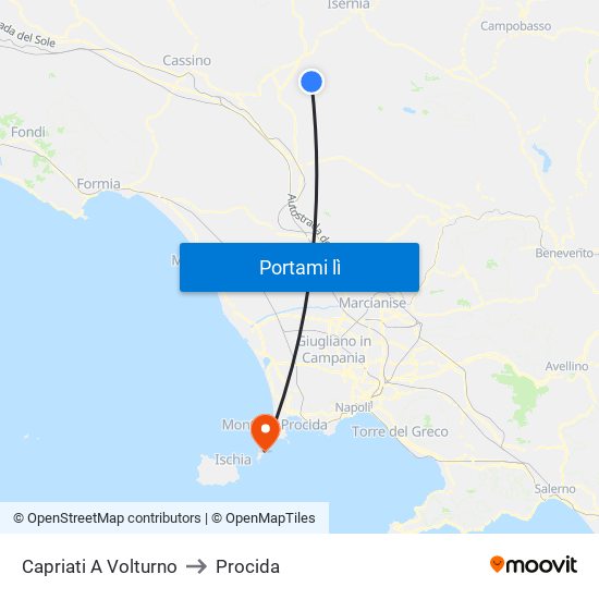 Capriati A Volturno to Procida map