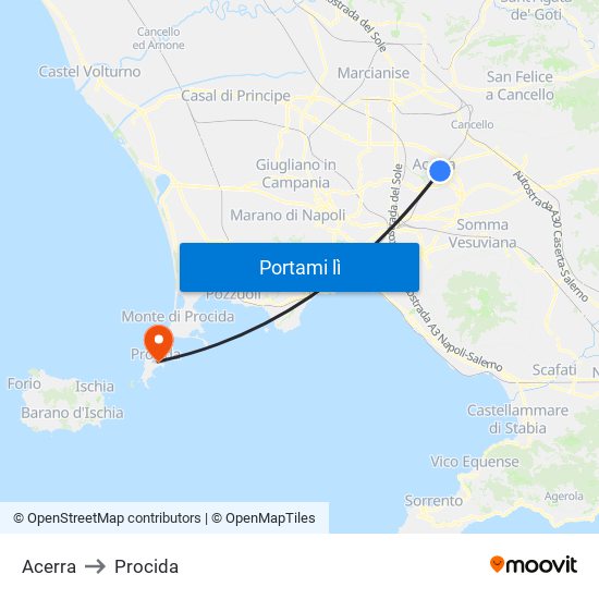 Acerra to Procida map