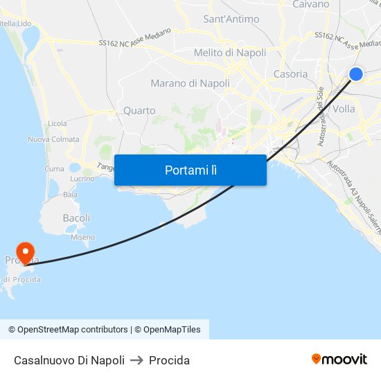 Casalnuovo Di Napoli to Procida map