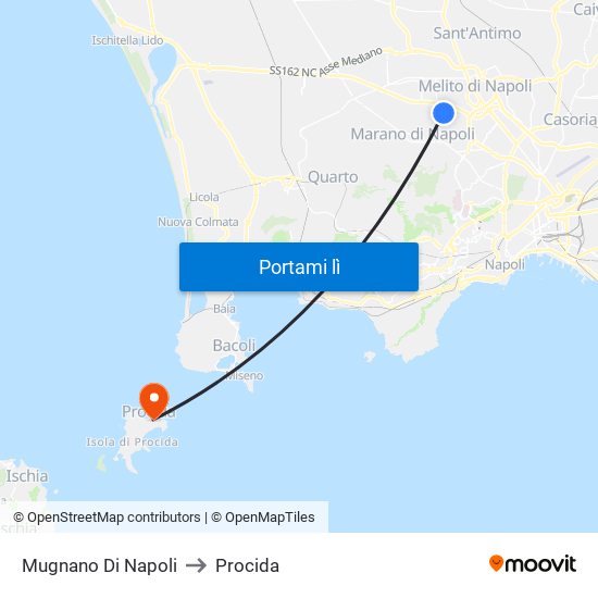 Mugnano Di Napoli to Procida map