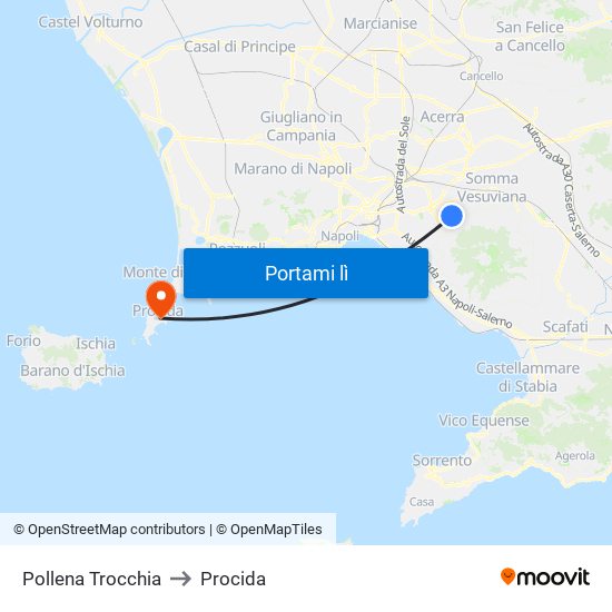 Pollena Trocchia to Procida map