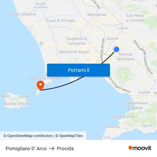 Pomigliano D' Arco to Procida map