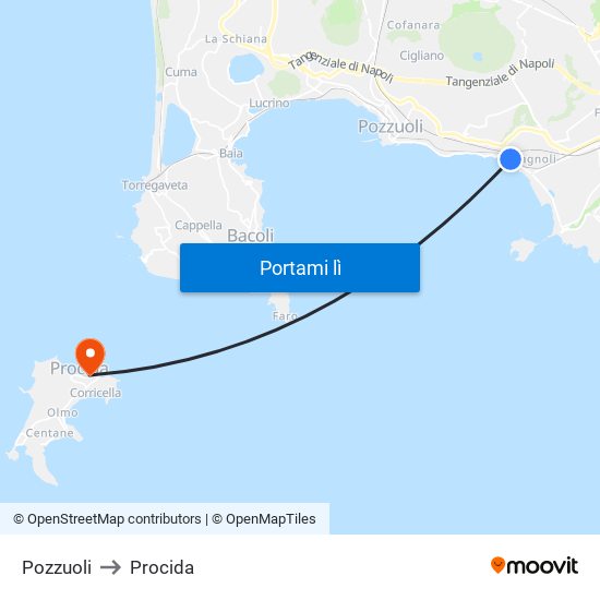 Pozzuoli to Procida map