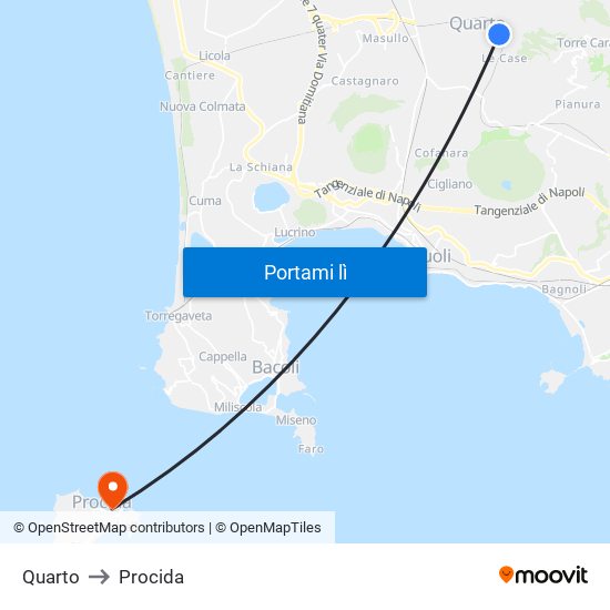 Quarto to Procida map