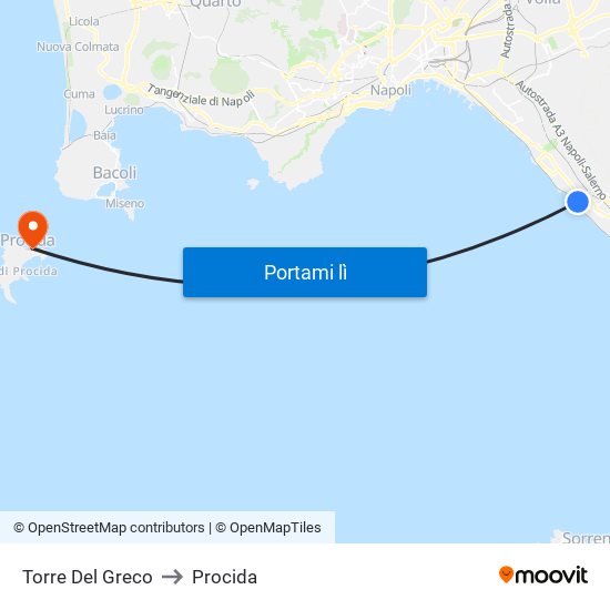 Torre Del Greco to Procida map