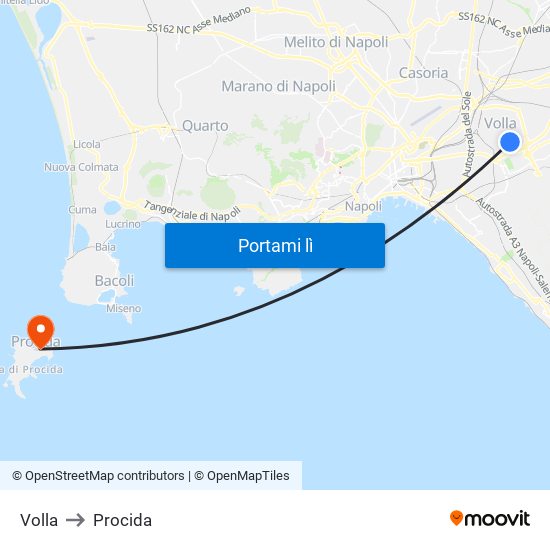Volla to Procida map