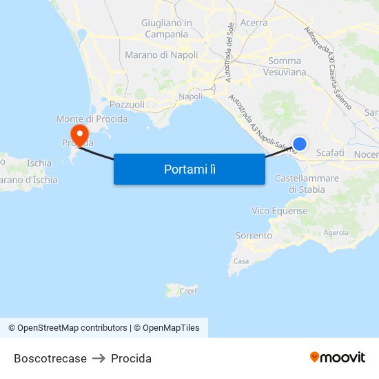 Boscotrecase to Procida map