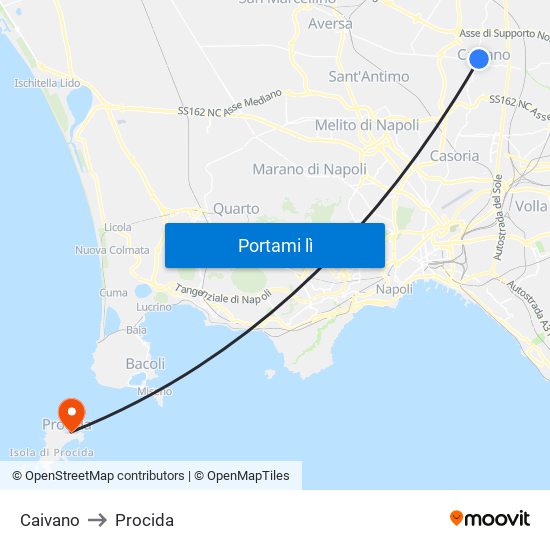 Caivano to Procida map