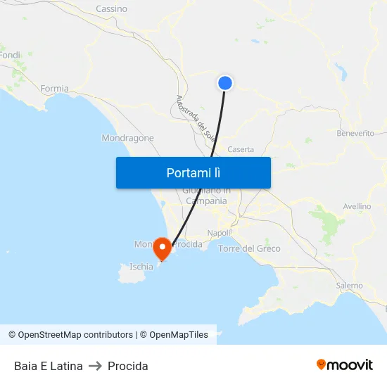 Baia E Latina to Procida map