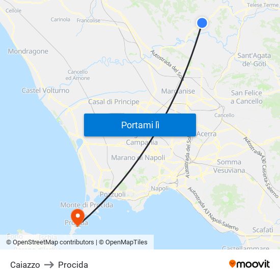 Caiazzo to Procida map