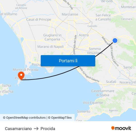 Casamarciano to Procida map