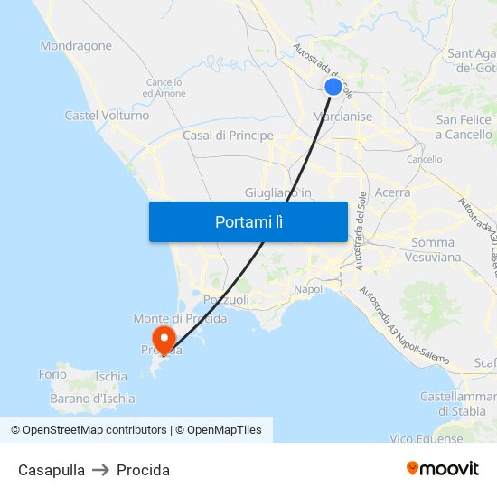 Casapulla to Procida map