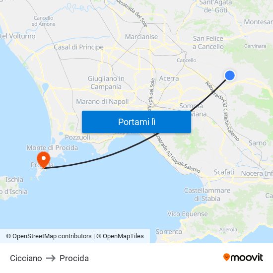 Cicciano to Procida map