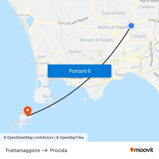 Frattamaggiore to Procida map