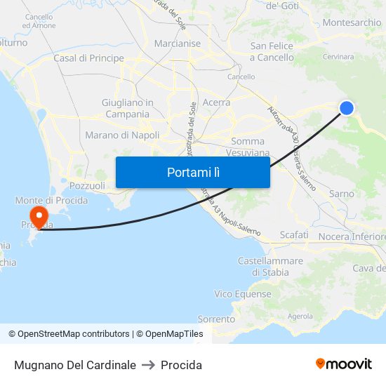 Mugnano Del Cardinale to Procida map