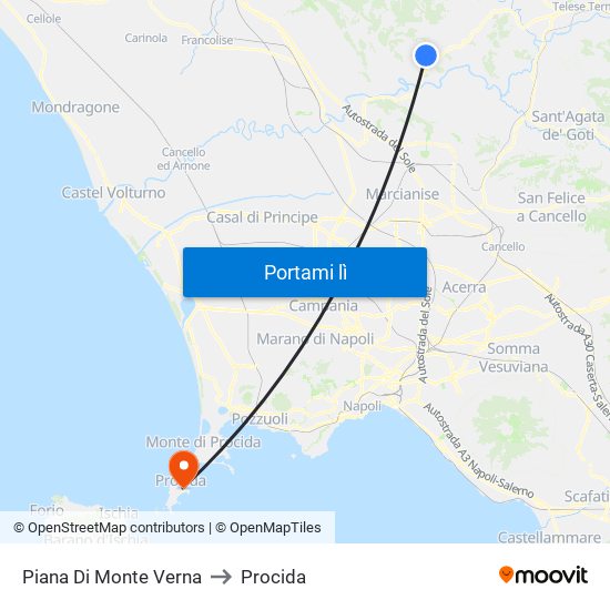 Piana Di Monte Verna to Procida map