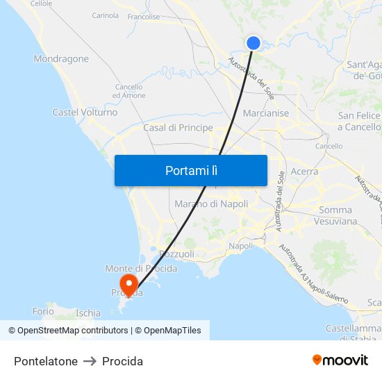 Pontelatone to Procida map