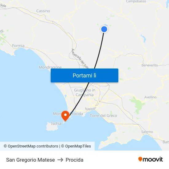 San Gregorio Matese to Procida map