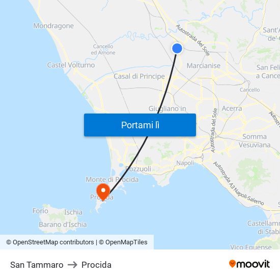 San Tammaro to Procida map