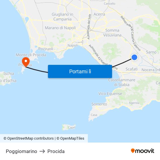 Poggiomarino to Procida map