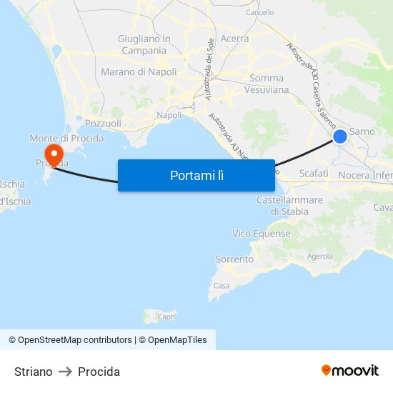 Striano to Procida map