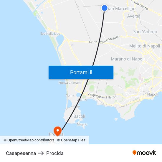 Casapesenna to Procida map