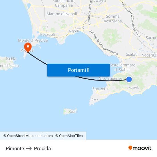 Pimonte to Procida map