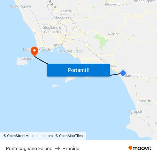 Pontecagnano Faiano to Procida map