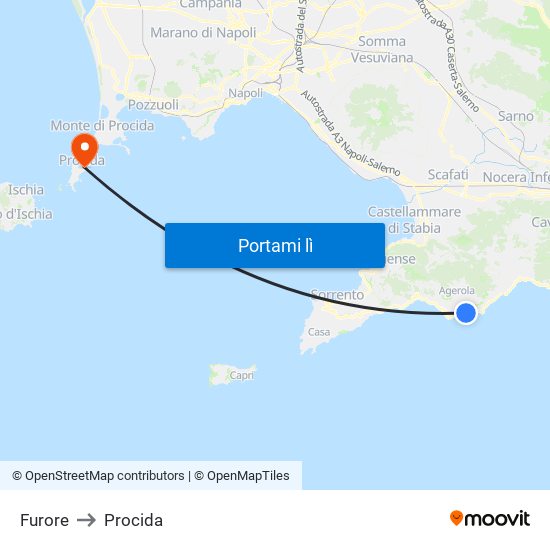 Furore to Procida map