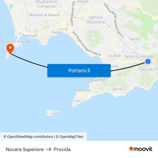 Nocera Superiore to Procida map