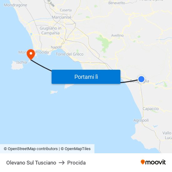 Olevano Sul Tusciano to Procida map