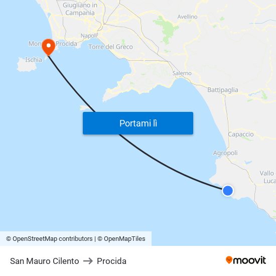 San Mauro Cilento to Procida map