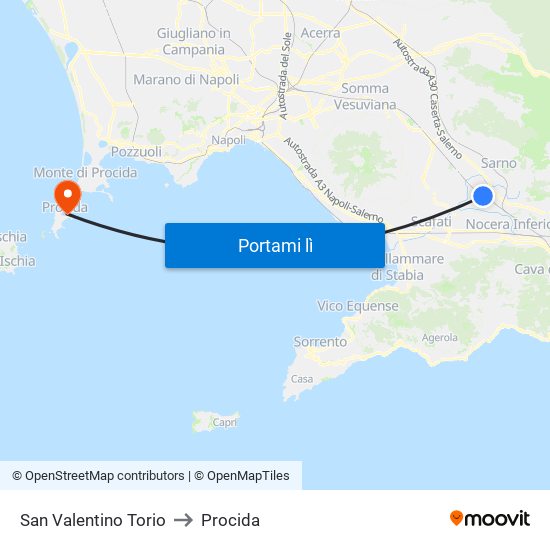 San Valentino Torio to Procida map