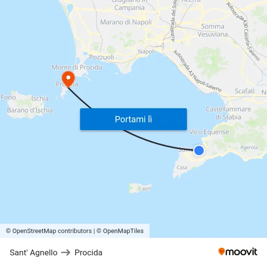 Sant' Agnello to Procida map