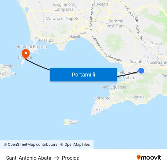 Sant' Antonio Abate to Procida map