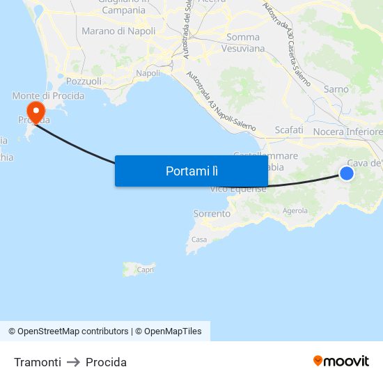 Tramonti to Procida map