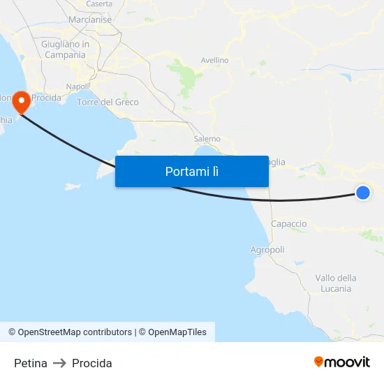 Petina to Procida map