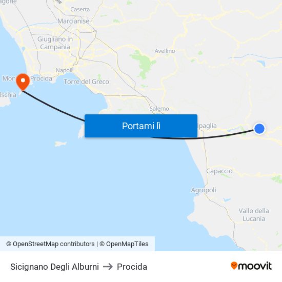 Sicignano Degli Alburni to Procida map