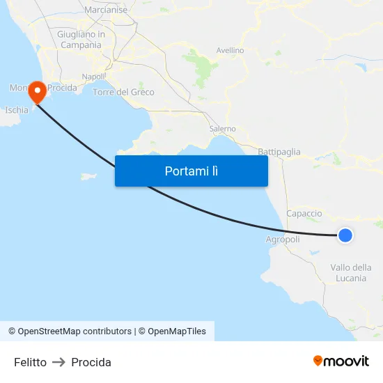 Felitto to Procida map
