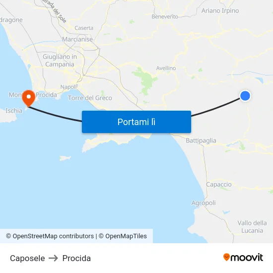 Caposele to Procida map
