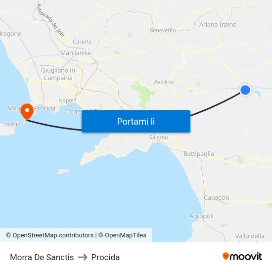 Morra De Sanctis to Procida map