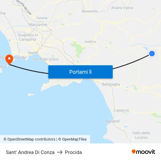 Sant' Andrea Di Conza to Procida map