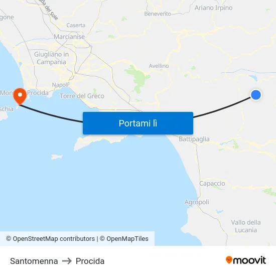 Santomenna to Procida map
