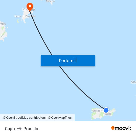 Capri to Procida map